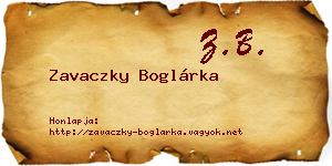 Zavaczky Boglárka névjegykártya