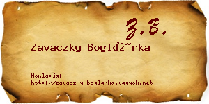 Zavaczky Boglárka névjegykártya